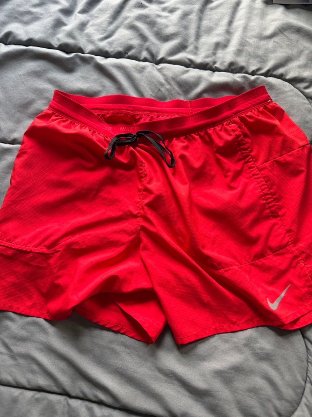 Nike Lined Red Running Shorts with Black Drawstring